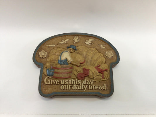 Wall Decor Vintage Burwood Products 3D Hard Plastic No 2769 1-A Give Us This Day Our Daily Bread