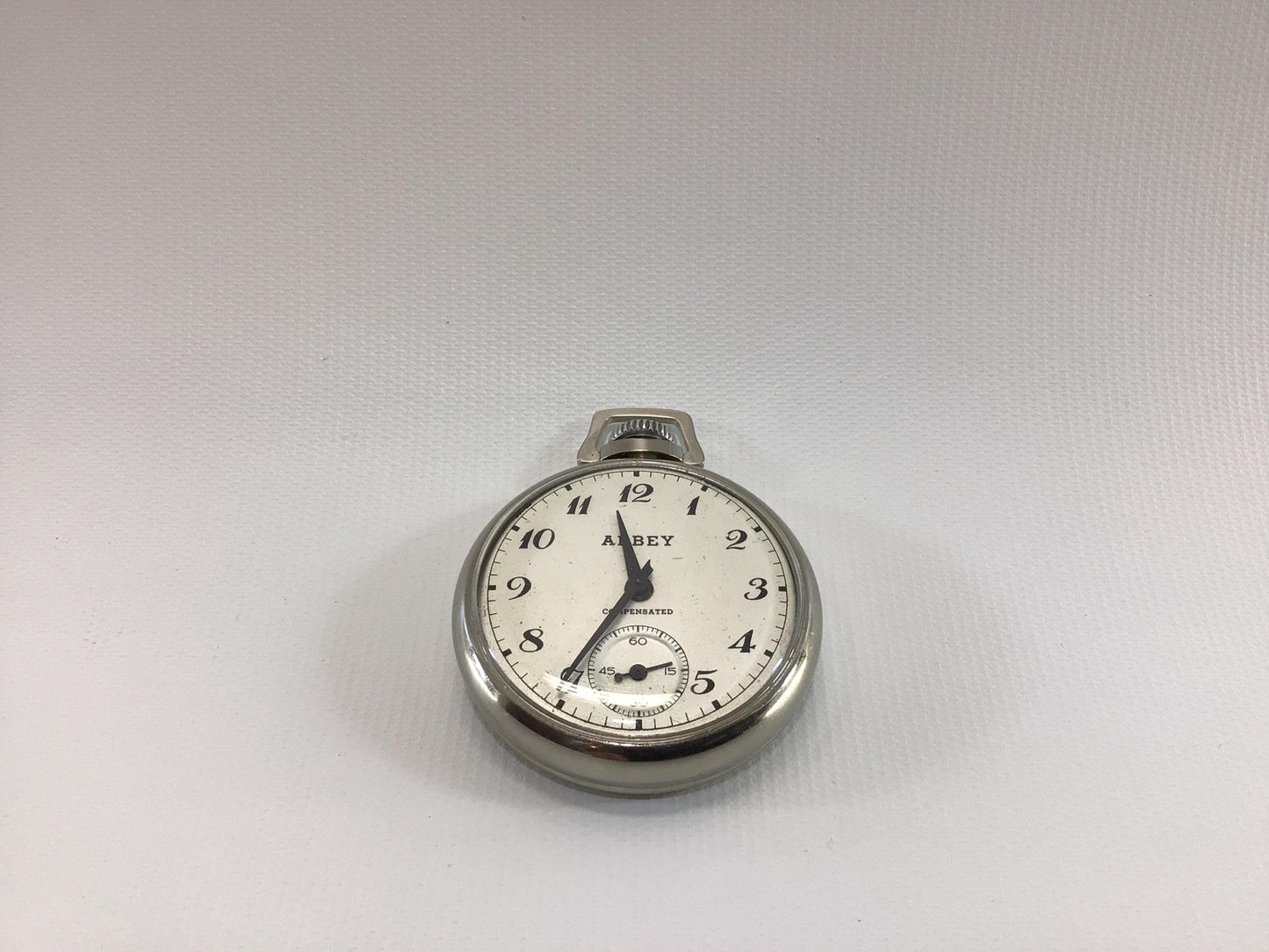 Abbey Compensated Pocket Watch with Second Hand Vintage Mechanical Wind Dime Store Dollar Watch - Working Condition