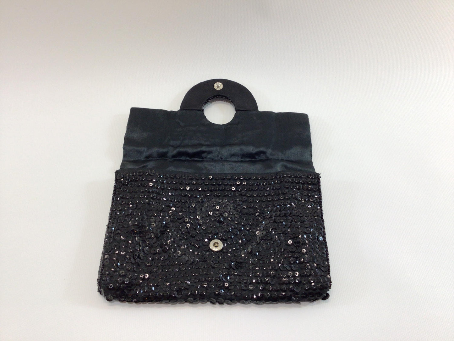 Black Sequin Handbag Clutch Purse Made in Japan Vintage Evening Fashion Accessory