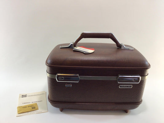 American Tourister Brown Cosmetic Train Case Vintage 1980s Travel Luggage