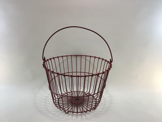 Primitive Red Wire Egg Basket Antique Rustic Harvest Container Home Decor