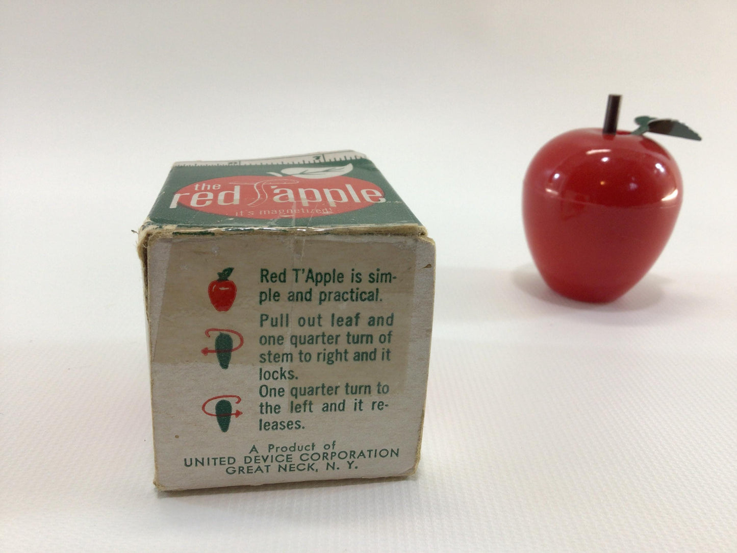 Hard Plastic Red Apple Tape Measure Vintage Kitschy Sewing Notion Accessory