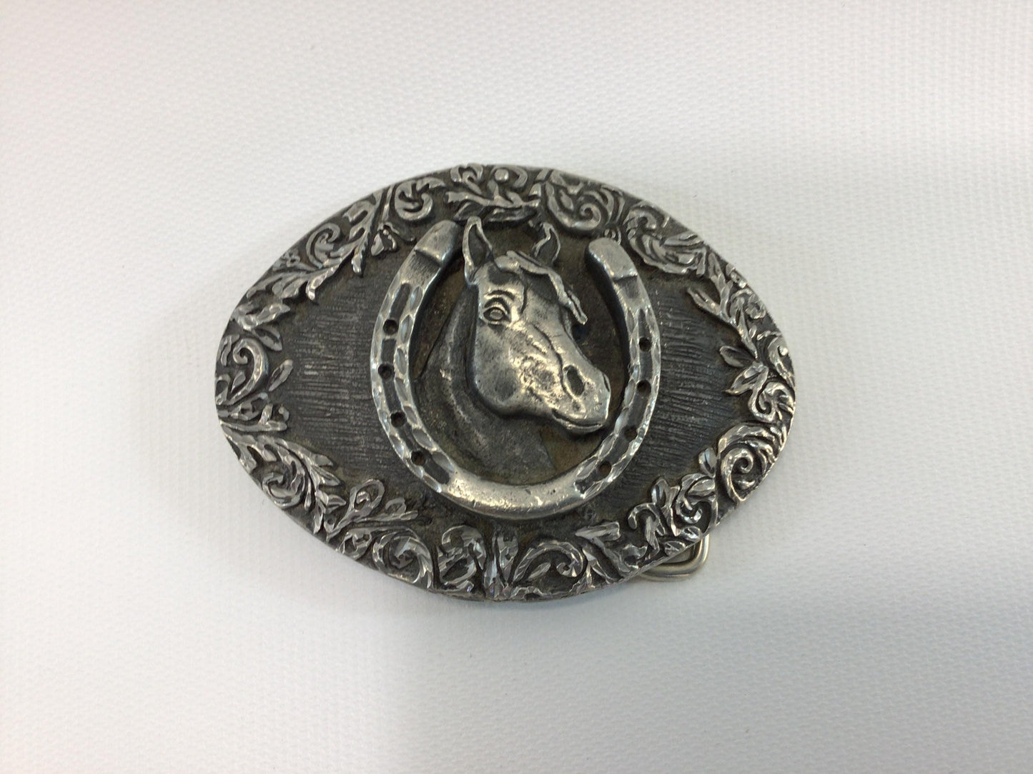 Horseshoe Pewter Belt Buckle Vintage 1993 Ege Made in USA