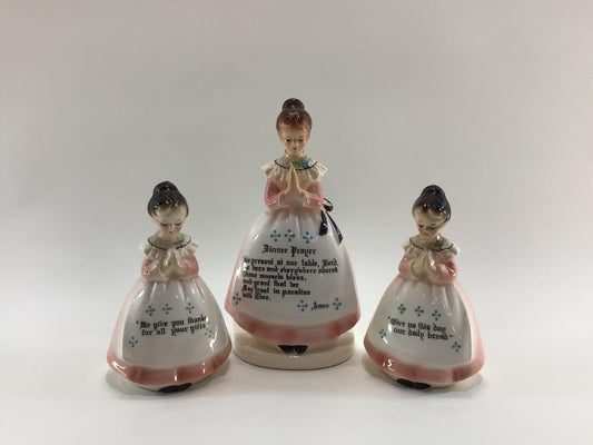 Enesco Mother in Kitchen Napkin Holder and Salt Pepper Set Pink Dinner Prayer Vintage Ceramic Dining Table Decor