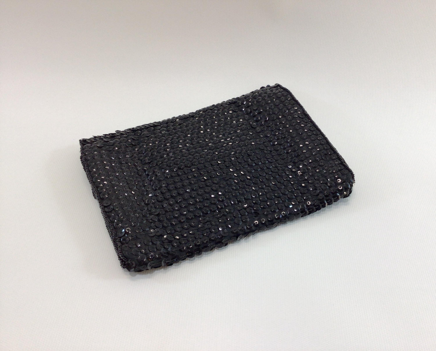 Black Sequin Handbag Clutch Purse Made in Japan Vintage Evening Fashion Accessory