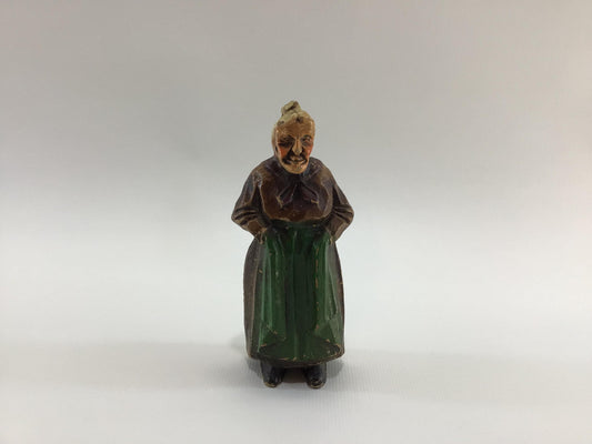 Elderly Woman 5" Composite Figurine Hand Painted Vintage Souvenir Kitsch Decor