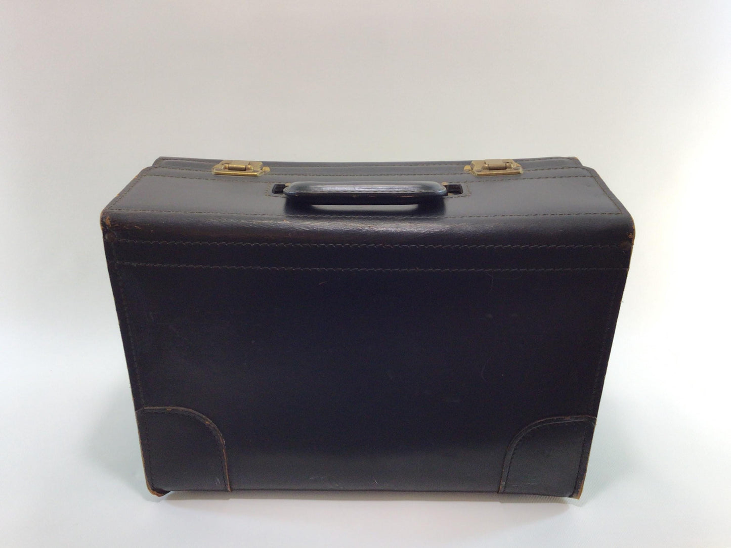 Black Attache Briefcase Document Laptop Bag Vintage Wear Best Quality Leather 3 Large Compartments