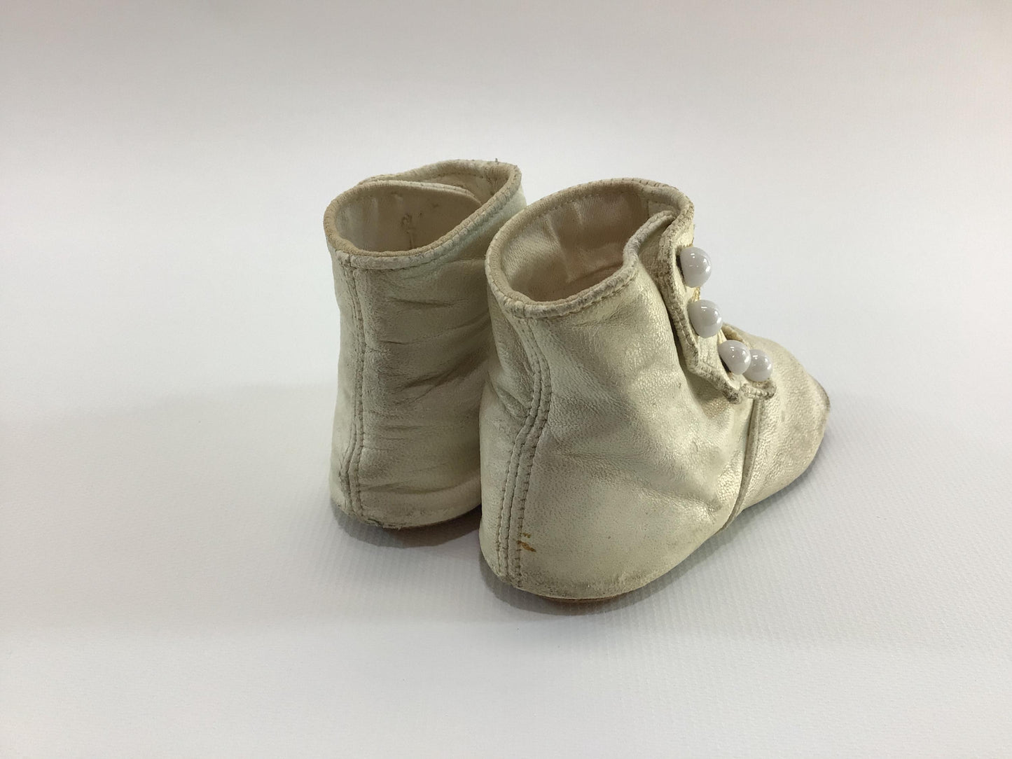 Toddler Baby Shoes Antique Victorian 4 Button White Leather