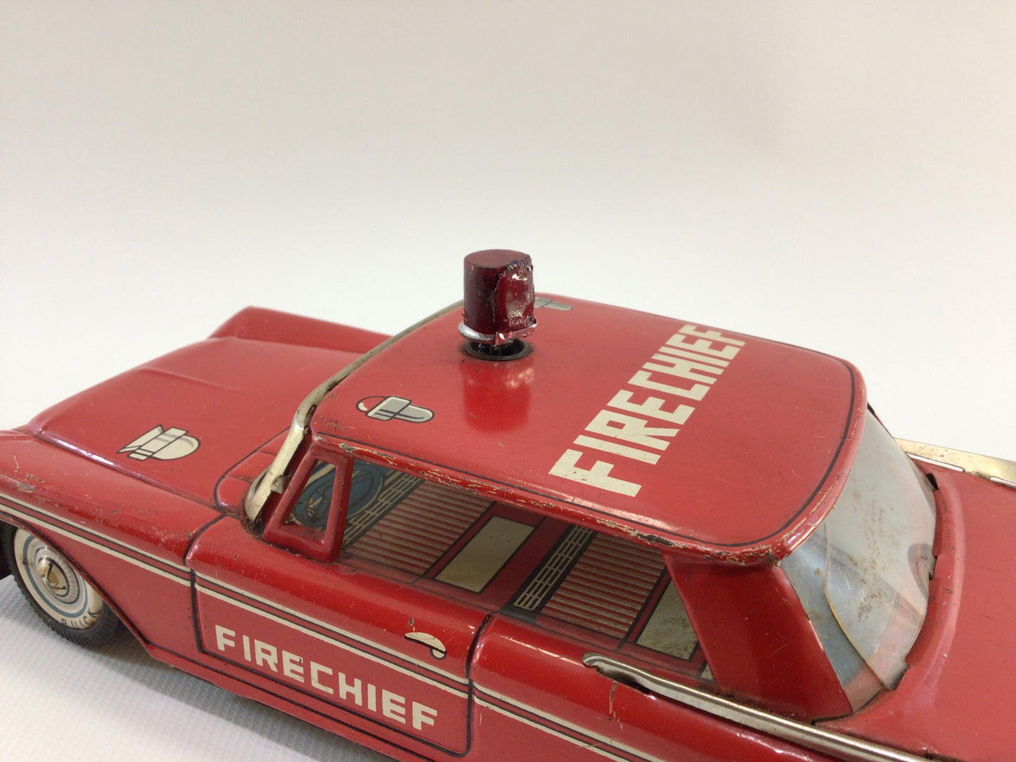 Yonezawa Buick Fire Chief Car Tin Lithograph Friction Vintage Made in Japan Toy