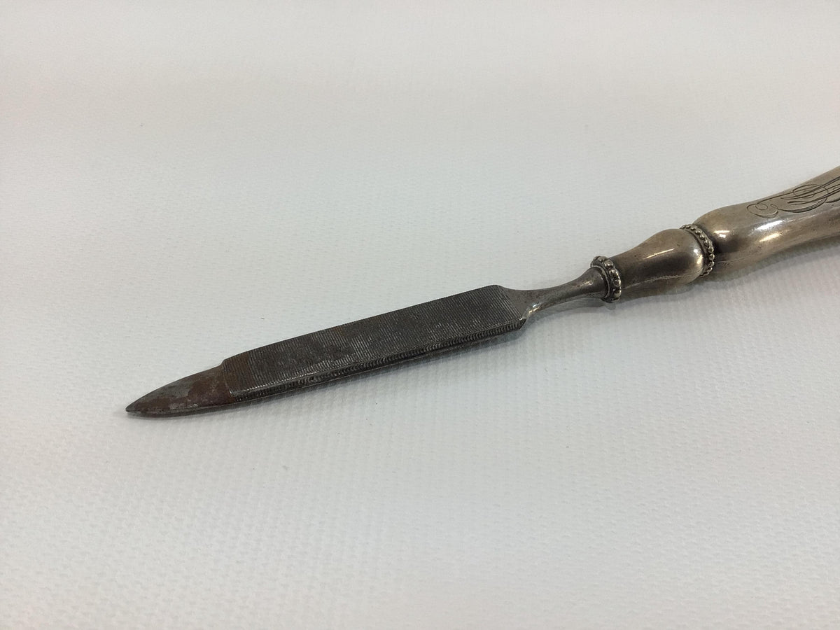 Manicure File Monogram Sterling Silver Handle Victorian Collectible Antique Vanity Decor