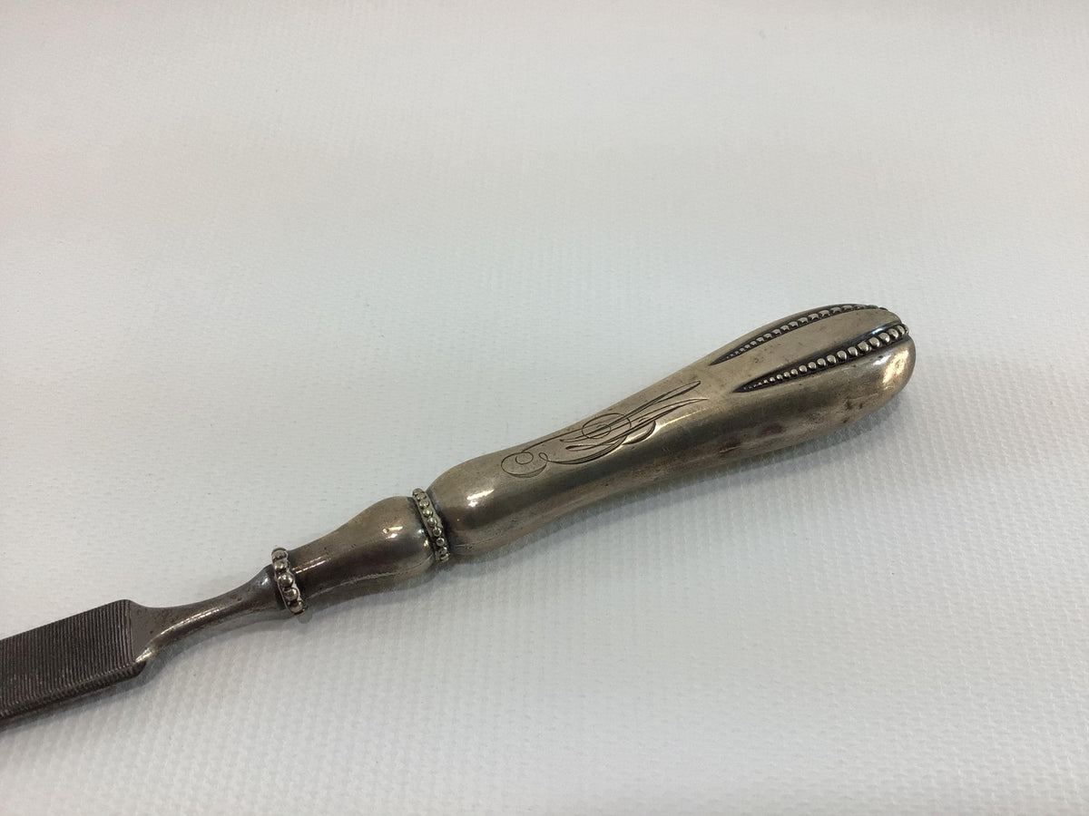 Manicure File Monogram Sterling Silver Handle Victorian Collectible Antique Vanity Decor