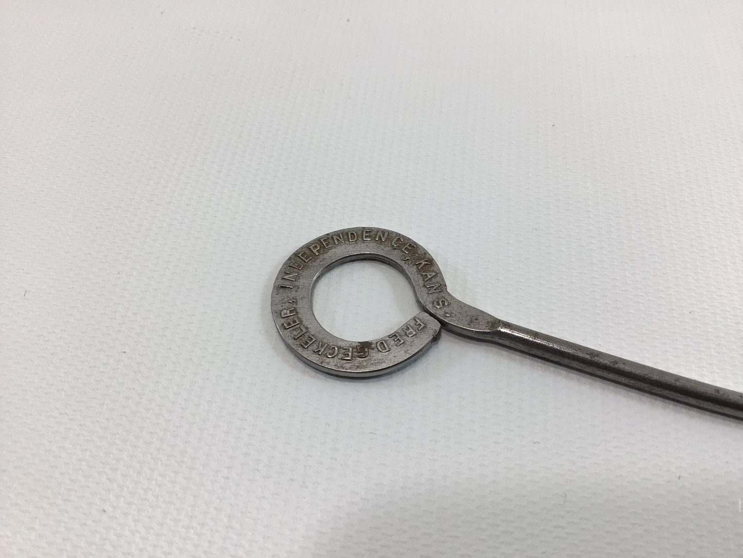 Button Hook Fred Geckeller Independence Kansas Antique Advertising Giveaway Edwardian Hand Tool Gadget for Shoes Gloves Corsets