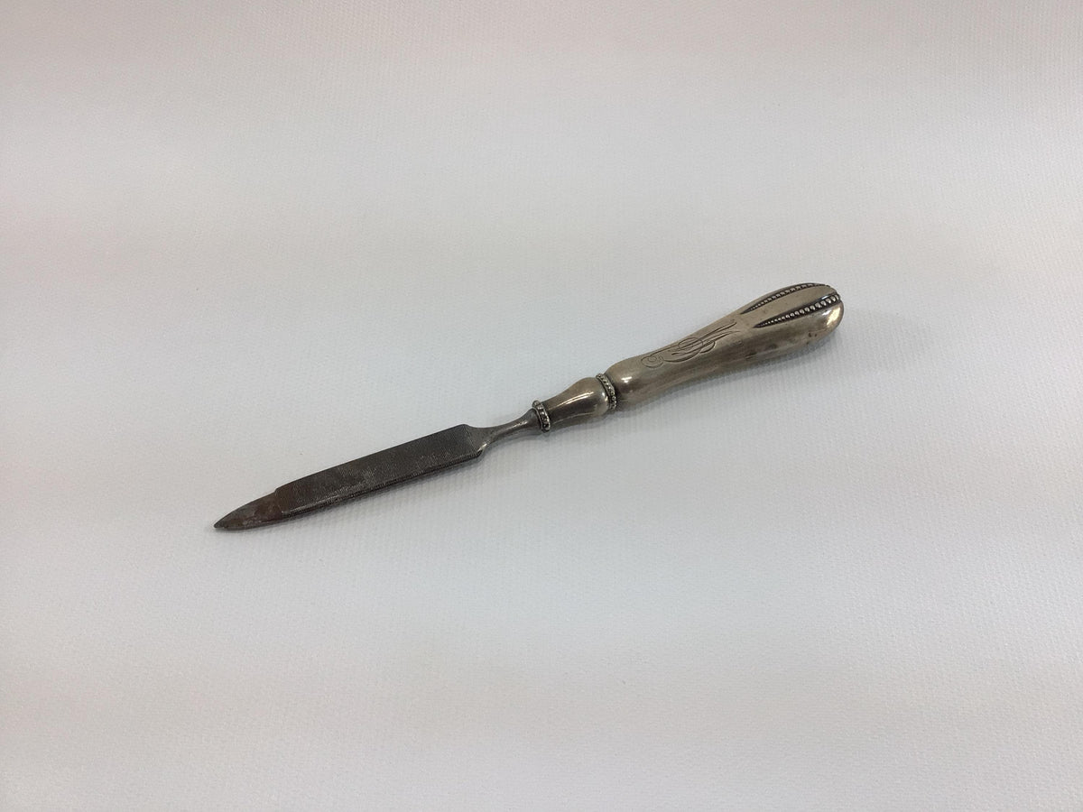 Manicure File Monogram Sterling Silver Handle Victorian Collectible Antique Vanity Decor