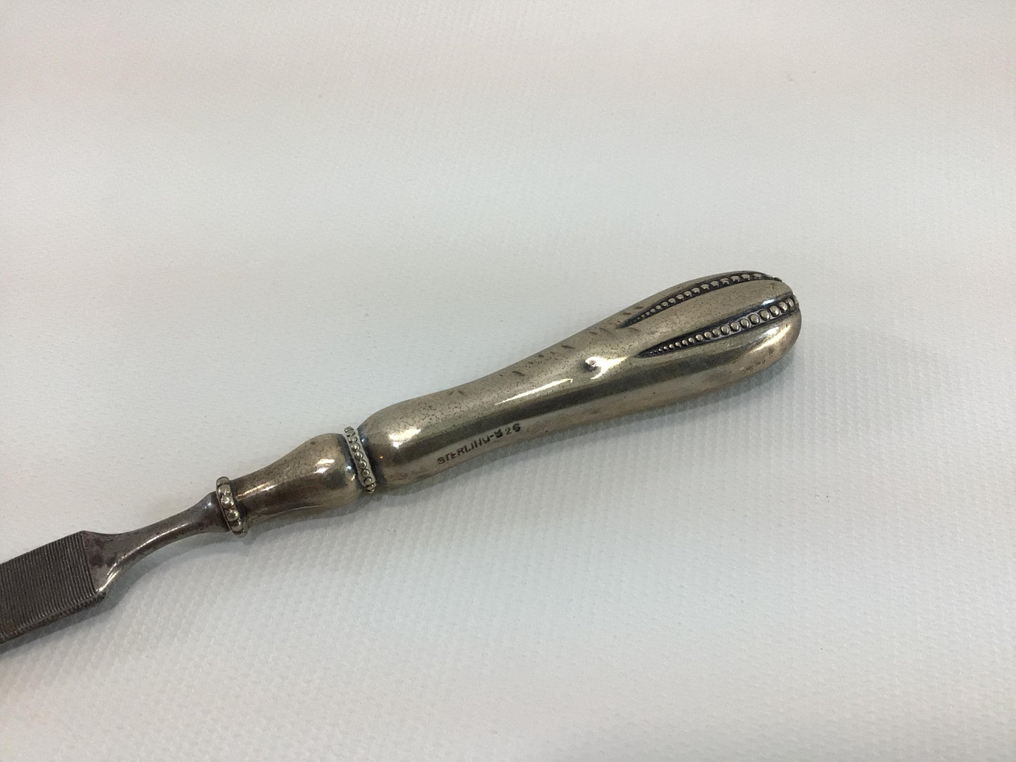 Manicure File Monogram Sterling Silver Handle Victorian Collectible Antique Vanity Decor