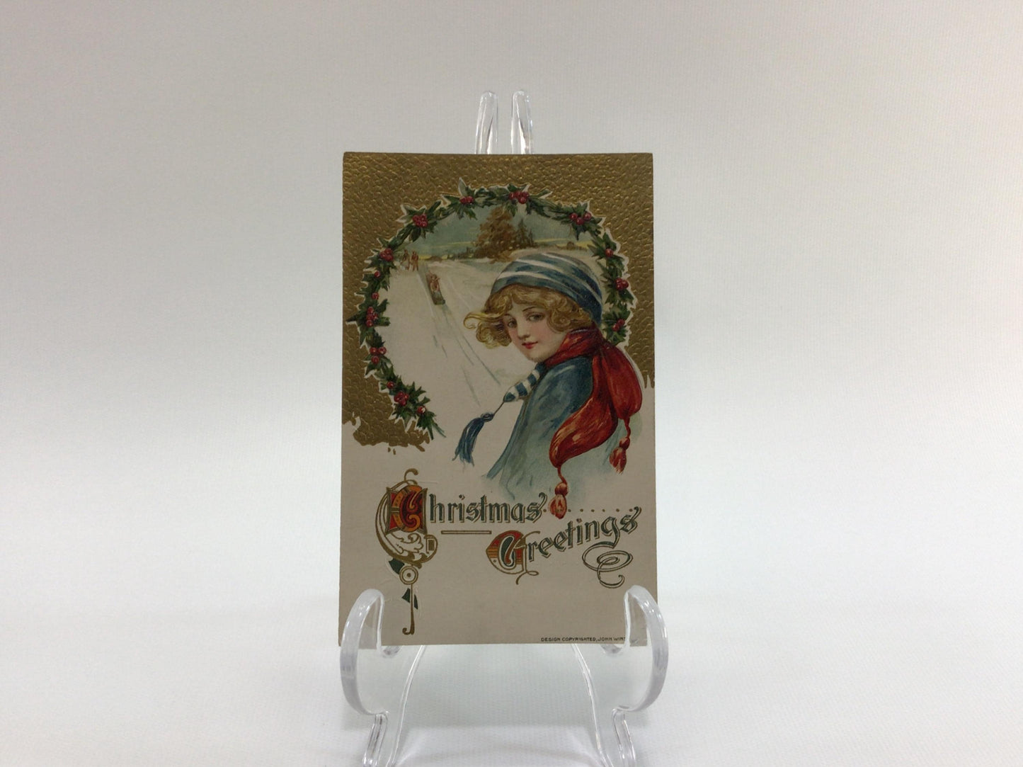Novelty Christmas Postcard Antique Ephemera Embossed John Winsch Design