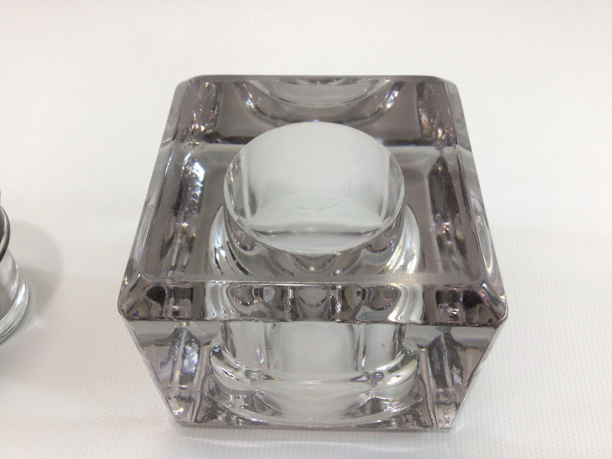 Vintage Lead Crystal Dip Pen Inkwell with Bakelite Closing Cap