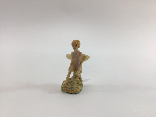 Hand Painted Miniature Fairy in Beige Tunic Vintage 1980s L Pagett Figurine Made in Scotland