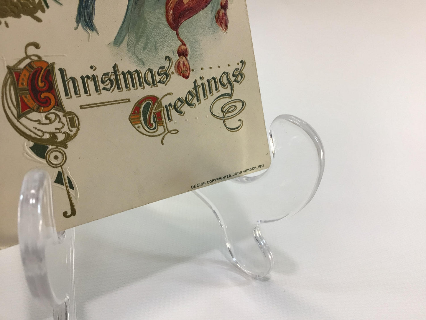 Novelty Christmas Postcard Antique Ephemera Embossed John Winsch Design