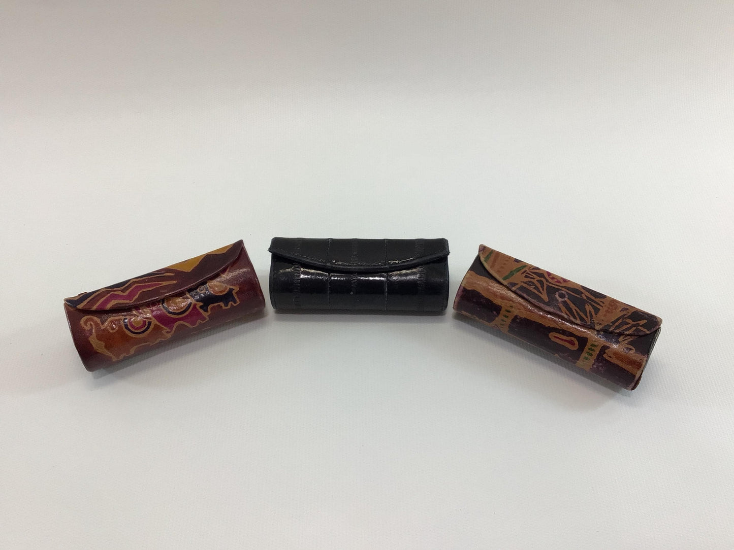 Retro 80s Mirrored Lipstick Case Holders Good Luck Elephants Palm Trees and Faux Alligator