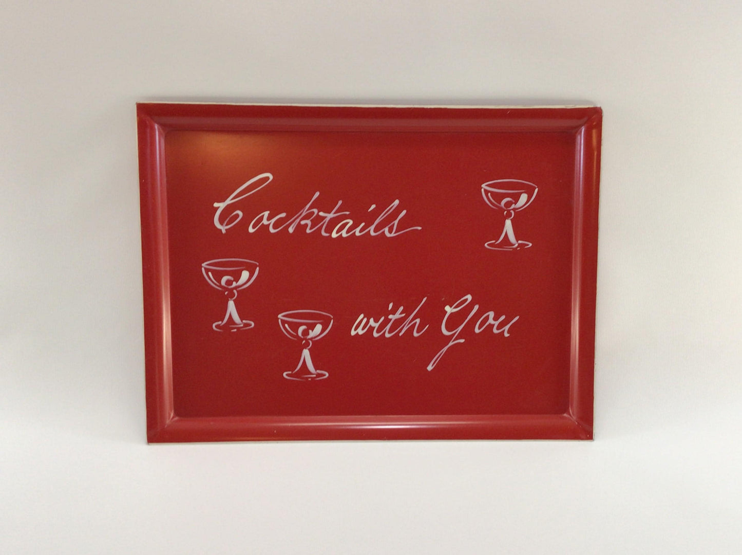 Hand Painted Cocktail Serving Tray 11 x 15 Cocktails With You Mid Century Barware Decor