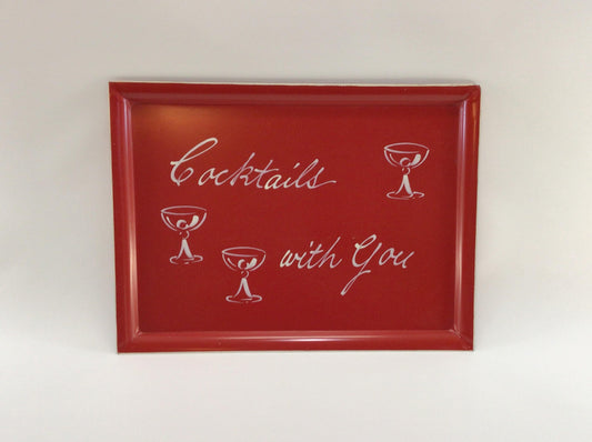 Hand Painted Cocktail Serving Tray 11 x 15 Cocktails With You Mid Century Barware Decor