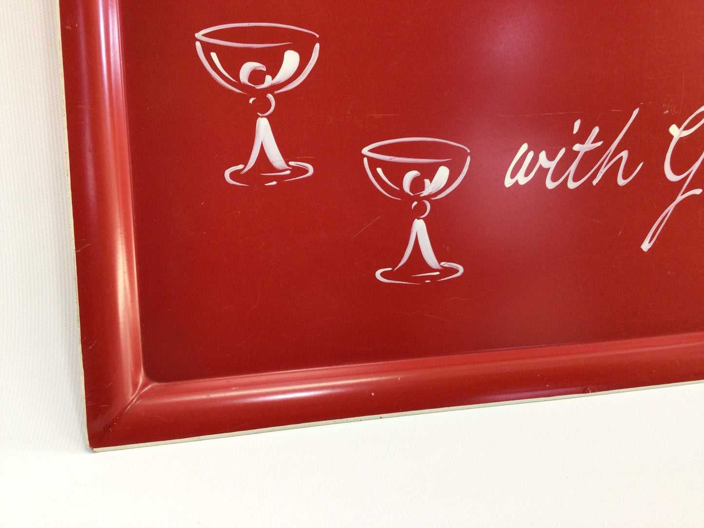 Hand Painted Cocktail Serving Tray 11 x 15 Cocktails With You Mid Century Barware Decor