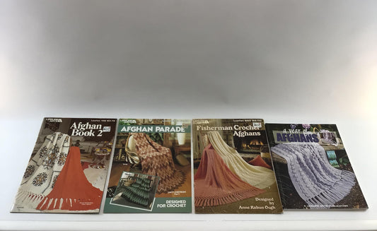 Vintage Crochet Afghan Instruction Pattern Booklets Mid Century Designs