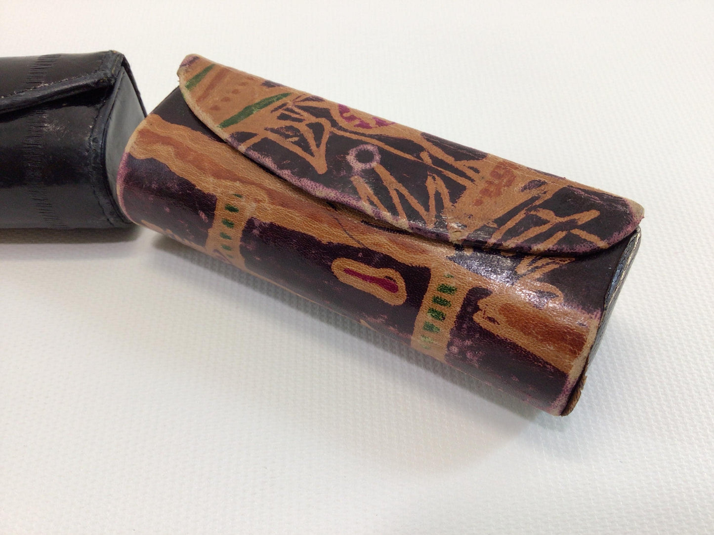Retro 80s Mirrored Lipstick Case Holders Good Luck Elephants Palm Trees and Faux Alligator