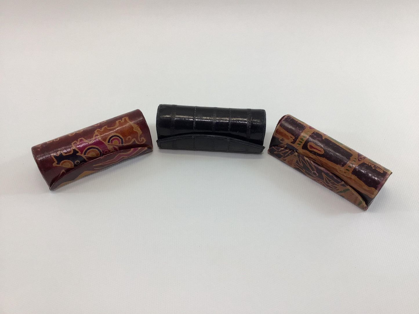 Retro 80s Mirrored Lipstick Case Holders Good Luck Elephants Palm Trees and Faux Alligator