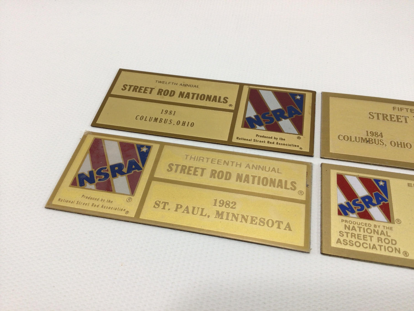 Street Rod Nationals 1980s Trophy Plates Vintage Petroliana Collectibles Columbus and St Paul