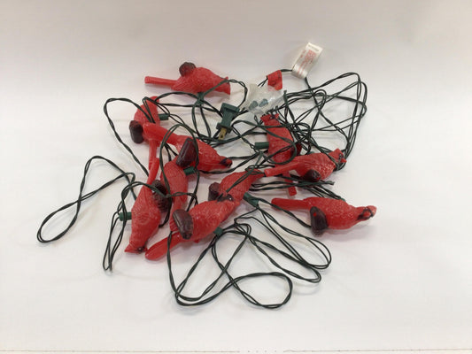 Cardinal 10 Bird String Lights Vintage 1994 Silvestri Kitschy Hard Plastic Patio Decor