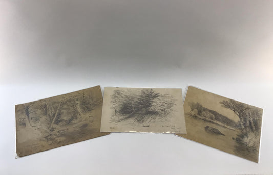 Hand Drawn Waterscape Sketches 3 Antique Wall Decor 7 x 11 Artworks Grafton Vermont