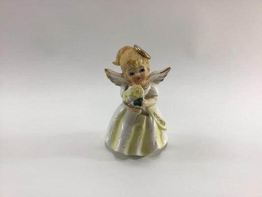 Yellow November Angel Girl 5" Ceramic Figurine 1960s Nippon Yoko Boeki Vintage Cute Kitschy Home Decor