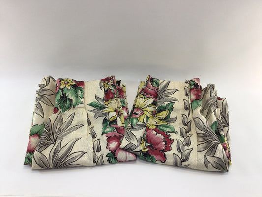 Retro 70s Floral Pattern Vintage Pinch Pleat Drapes 39 x 86 Inch Pair of Panels