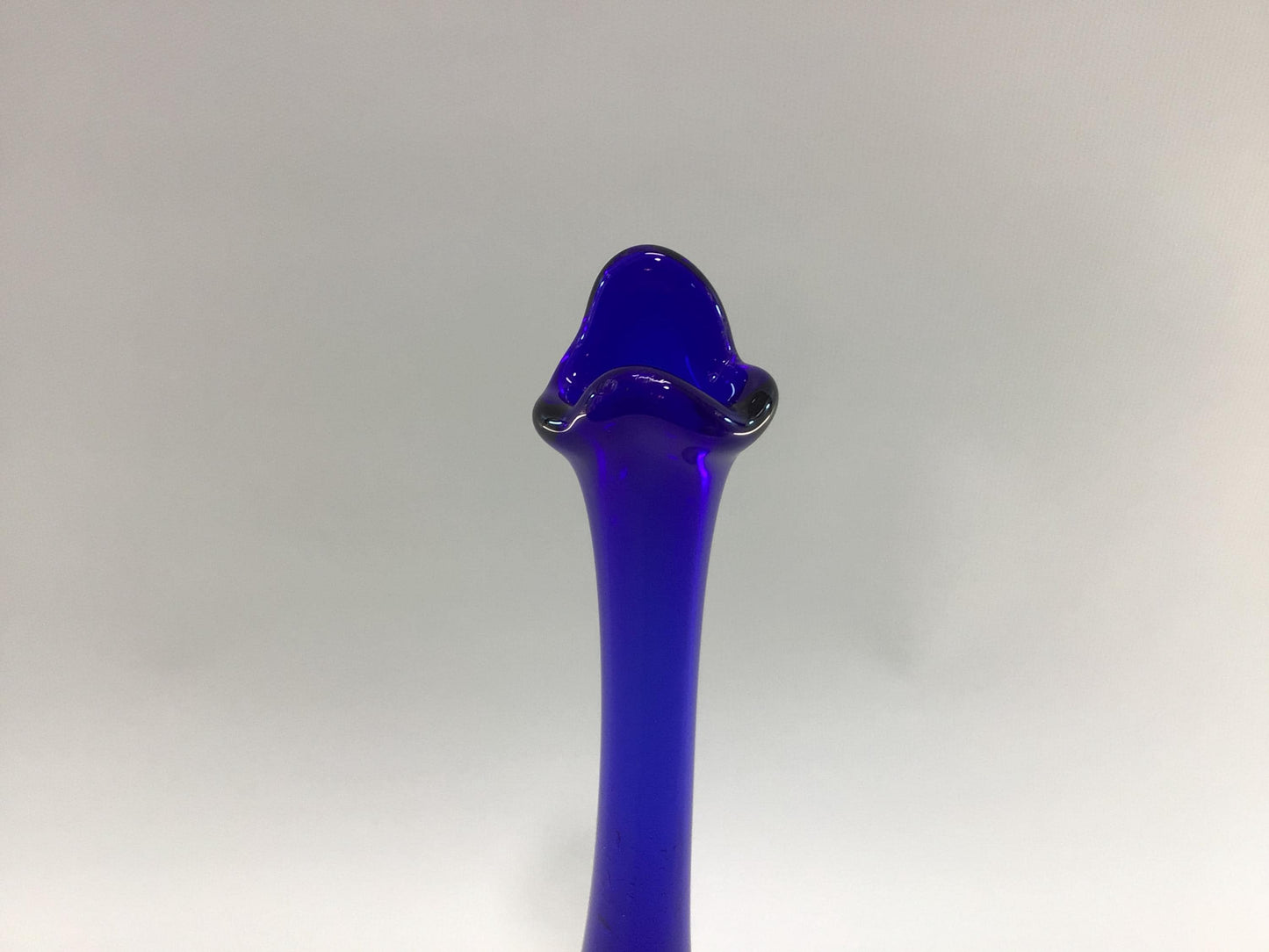 Cobalt Blue Swung Art Glass11" Hand Painted Bud Vase Vintage Home Decor