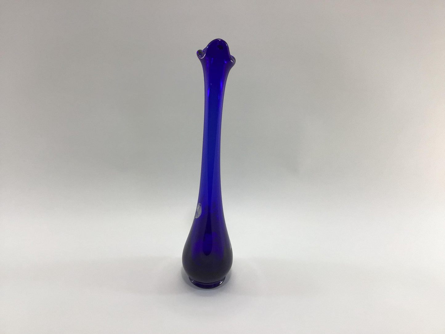 Cobalt Blue Swung Art Glass11" Hand Painted Bud Vase Vintage Home Decor