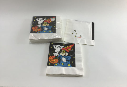 Halloween Walt Disney Mickey Mouse Beach 9" Beverage Napkins 1 Unopened Pack of 20 and 8 Loose Vintage Holiday Ephemera