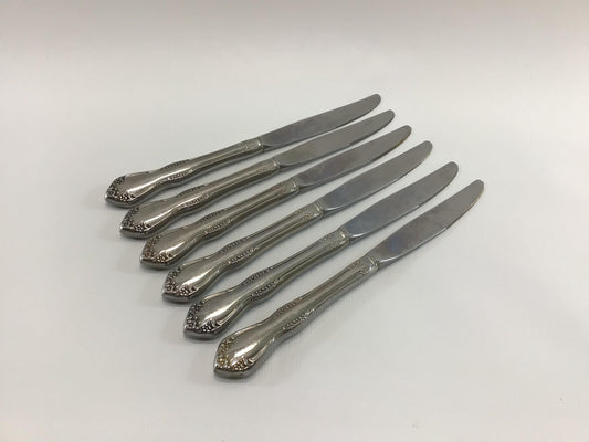 Dinner Knife 6 Piece Set Vintage Quality Made Oneida Ltd Rogers Deluxe Stainless Flatware