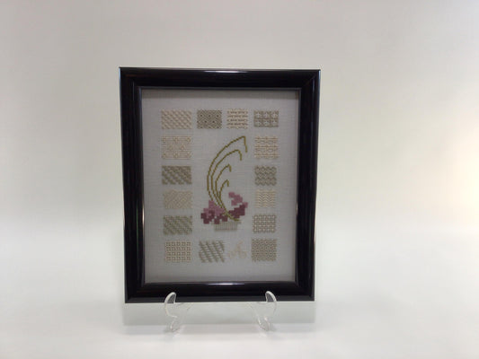 Black Framed 8 x 11 Letter A Embroidery Sampler Vintage Folk Art Home Wall Decor
