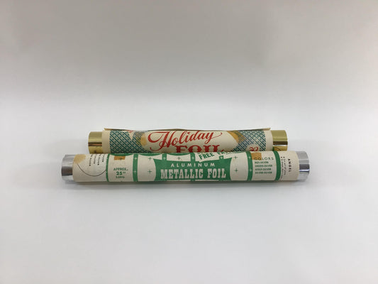 Christmas Crafts Vintage Ephemera Rolled Aluminum Metallic Holiday Foil Silver and Gold