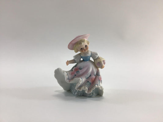 Southern Belle 4" Bisque Ceramic Figurine Vintage Ucagco Ceramics Made in Japan Cute Kitschy Home Decor
