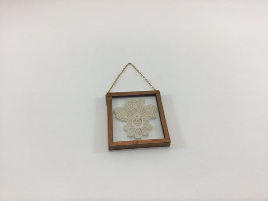 Dollhouse Miniature Framed Crochet Doily Vintage Arts Crafts Diorama Project Piece Wall Decor