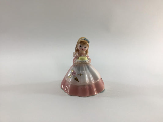 Dinner Belle 4" Ceramic Bell Figurine Vintage 1960's era Josef Originals Kitschy Cute Home Decor