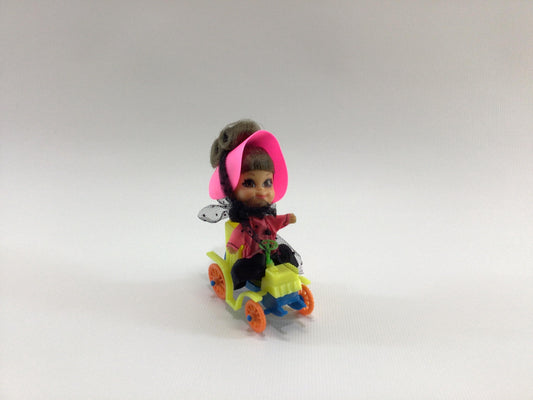 Liddle Kiddles N Kars Henrietta in Horseless Carriage Vintage 1960s Mattel Soft Rubber Miniature Toy Doll