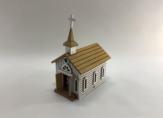 Country Church Animated Mechanical Music Box Vintage Chinese Craftsmen Made in Taiwan Home Decor - Amazing Grace