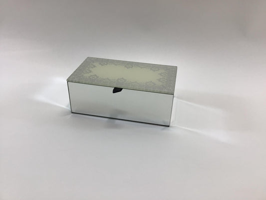 Glass Mirrored Trinket Jewelry Box Beveled Side Panels Vintage Cynthia Rowley Home Vanity Decor
