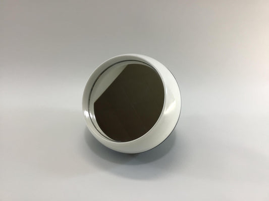 Mirror-Go-Round by Dennie-O Retro Ball Mirror / Sewing Thread Box Mid Century Black and White Hard Plastic Vanity Decor
