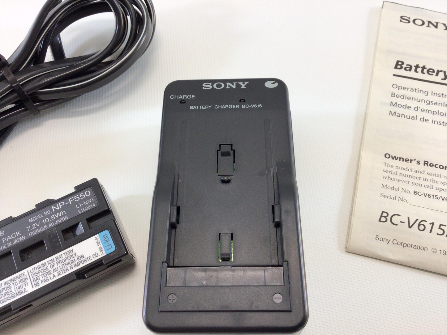SONY Battery Charger Model BC-V615 with NP-550 Battery Pack Vintage Camera Accessory Replacement Part