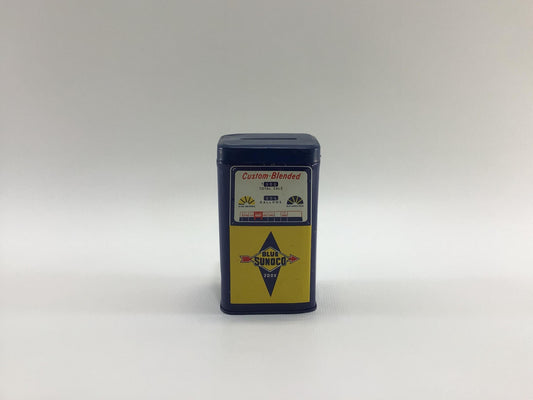 Sunoco Blue Tin Can Coin Bank Vintage 1960s Gas Station Advertising Premium Give Away