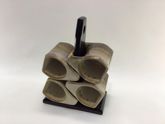 Retro 70s Padilla Stackable Drip Glaze Stoneware Coffee Mug Set of 4